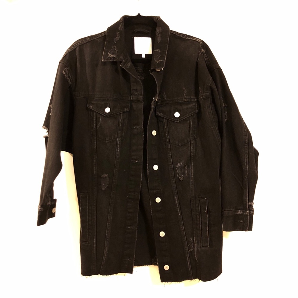 Long black Denim jacket By Zara NWOT